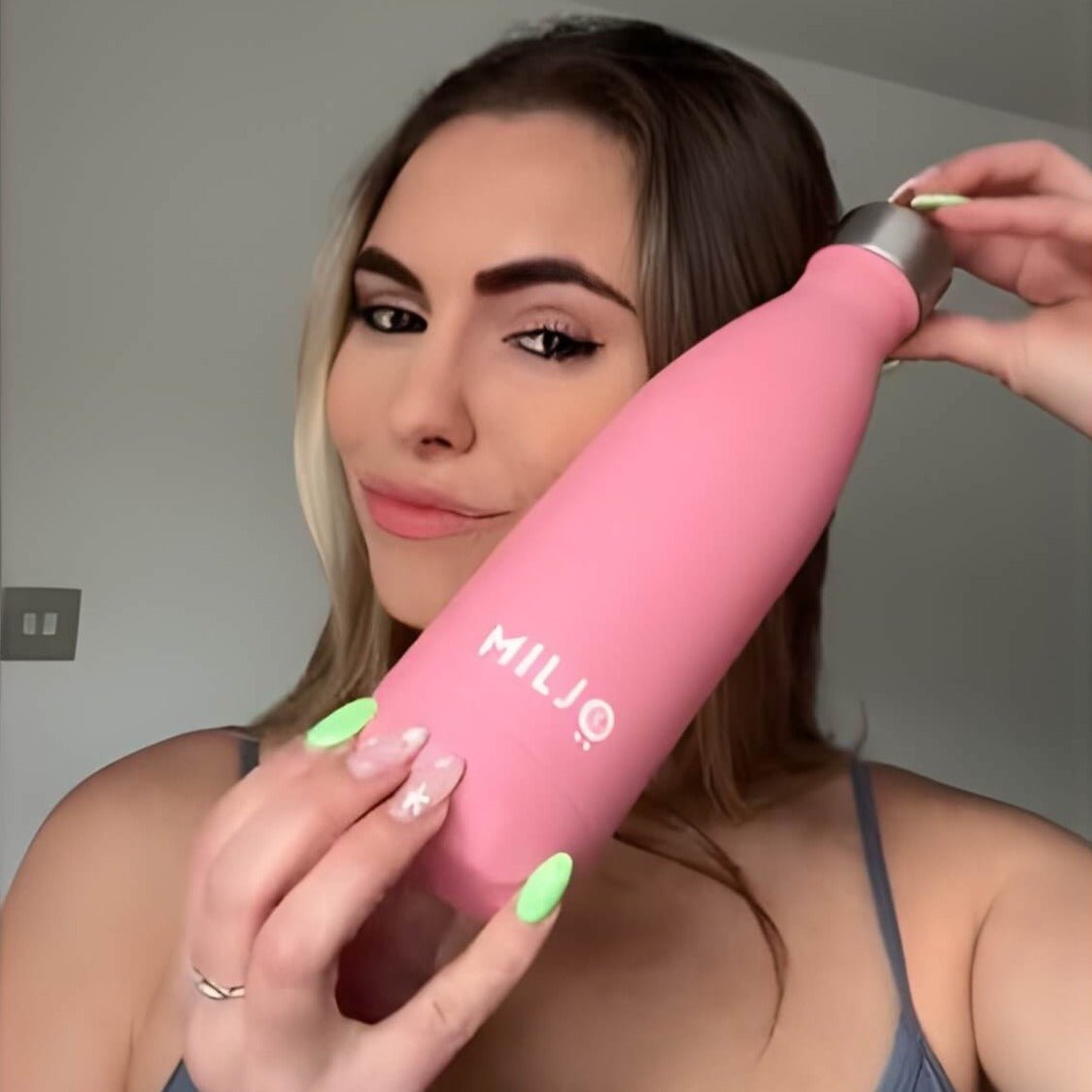 pink water bottle model
