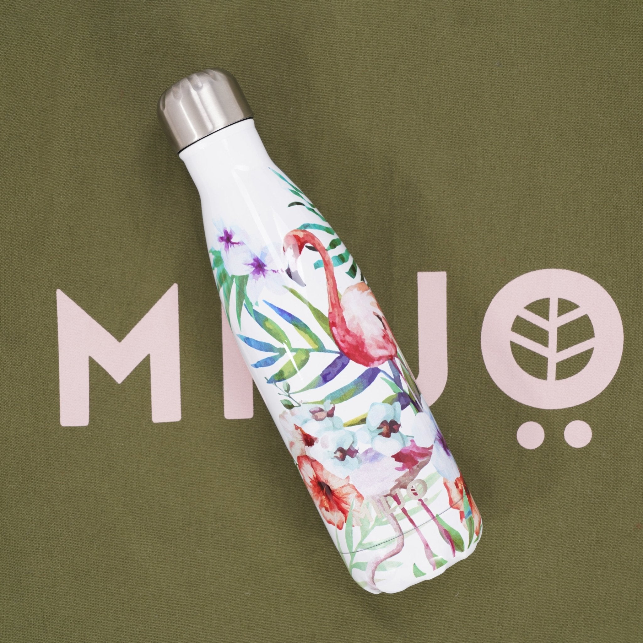 Floral Metal Water Bottle 500ml Big Flamingo
