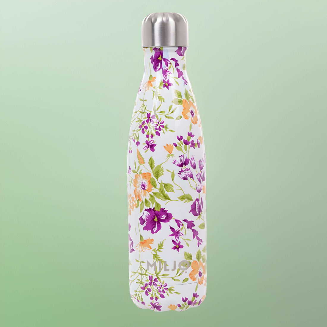 Floral Metal Water Bottle 500ml Purple Flowers
