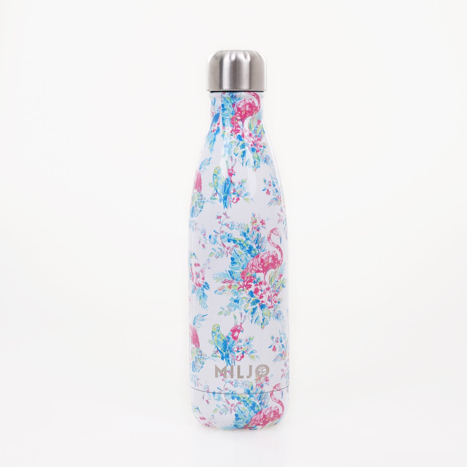 Floral Metal Bottle 500ml Flamingos & Parrots