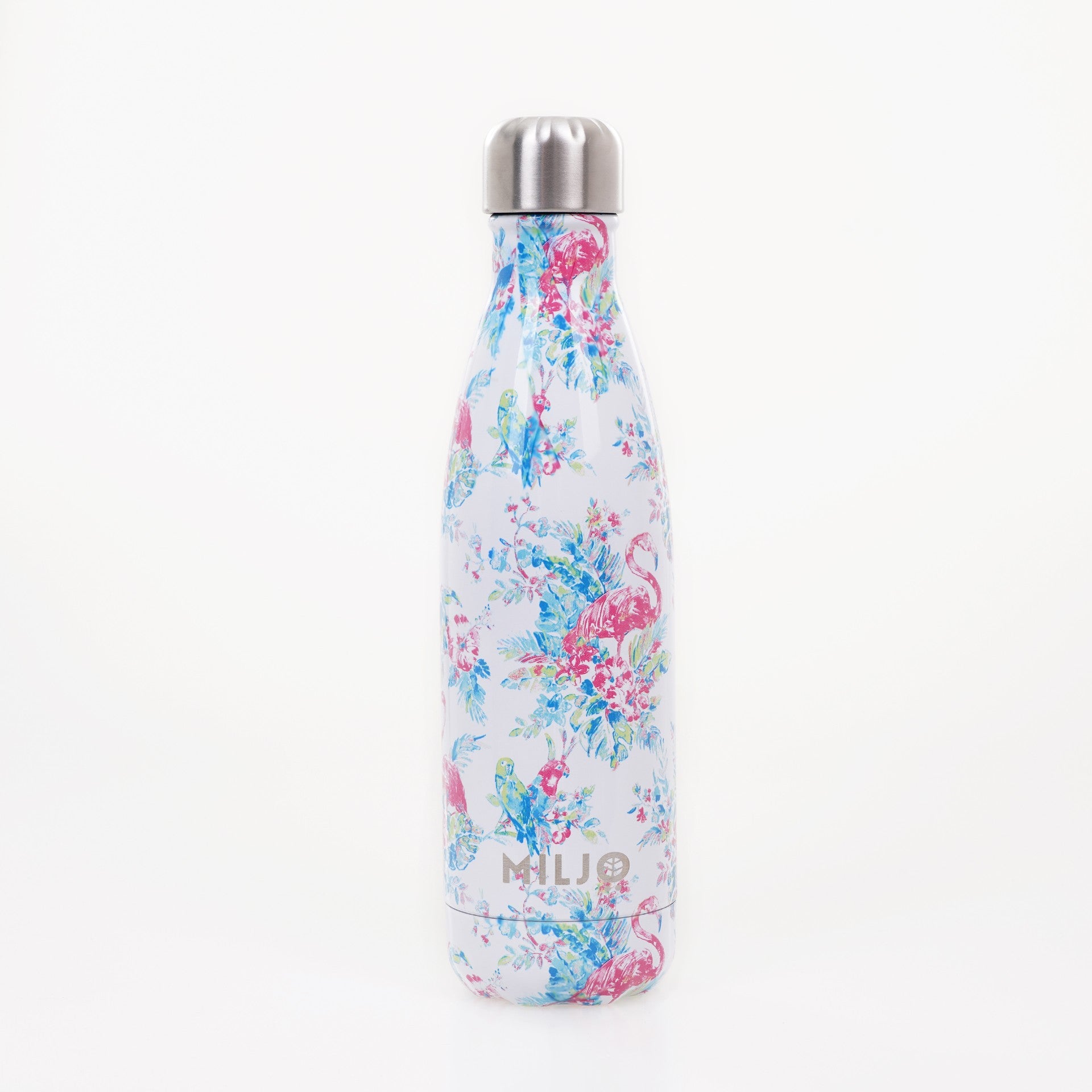 Floral Metal Bottle 500ml Flamingos & Parrots
