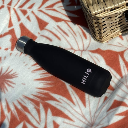 black water bottle with picnic hamper