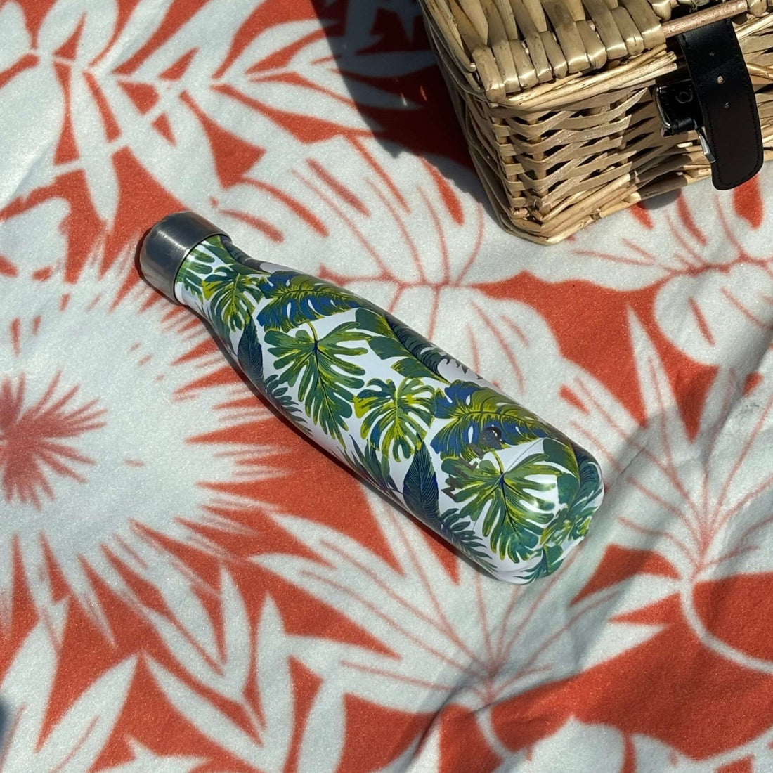 Floral Metal Water Bottle 500ml Green Leaves