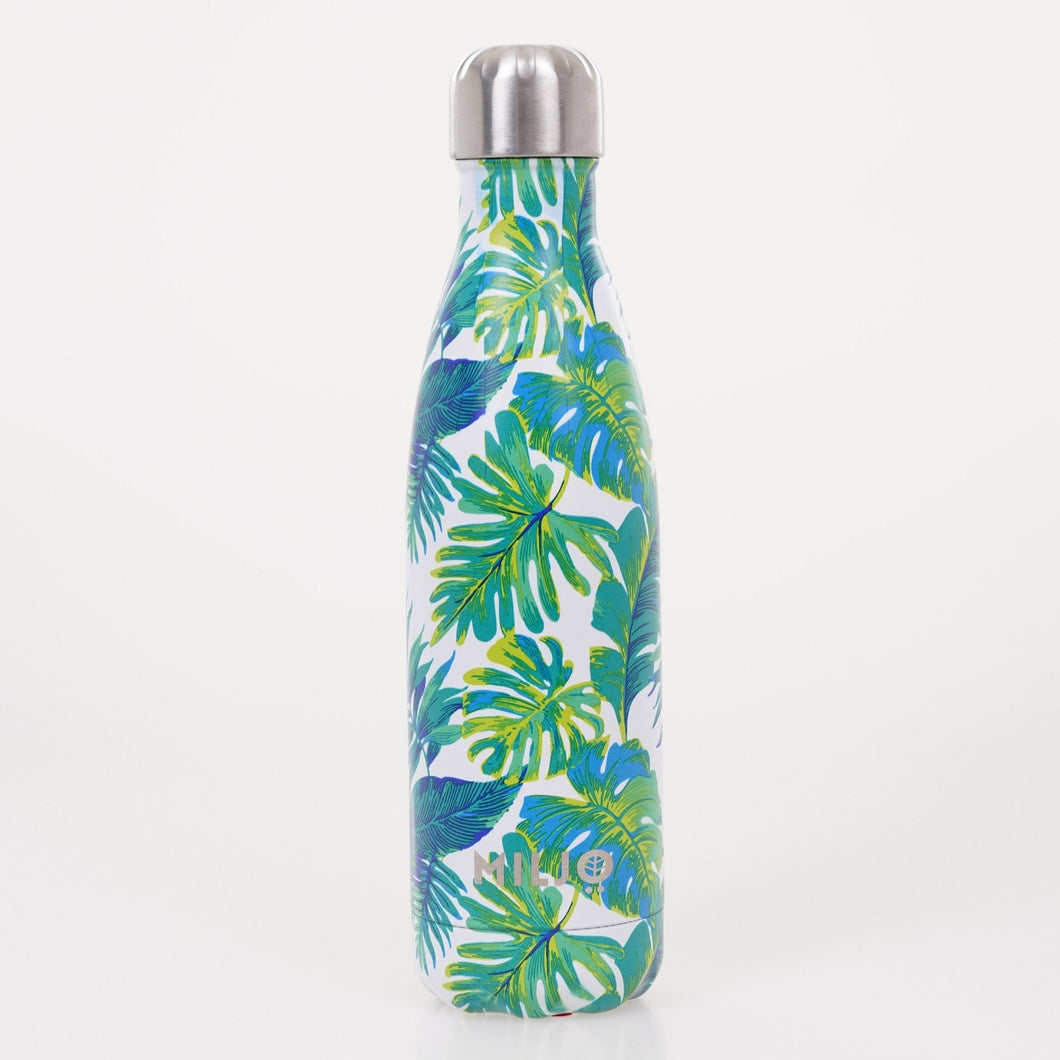 Floral Metal Water Bottle 500ml Green Leaves