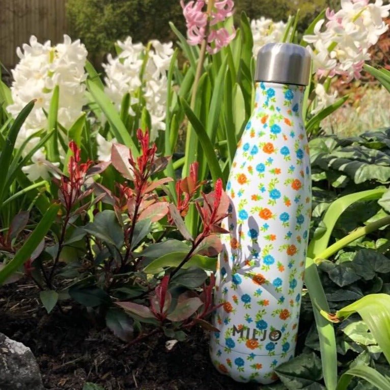 Floral Metal Bottle 500ml Scattered Flowers