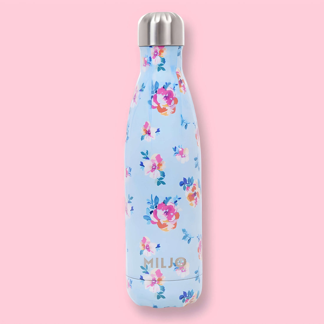 Floral Metal Bottle 500ml Sky Blue