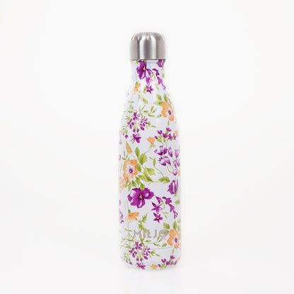 Floral Metal Water Bottle 500ml Purple Flowers